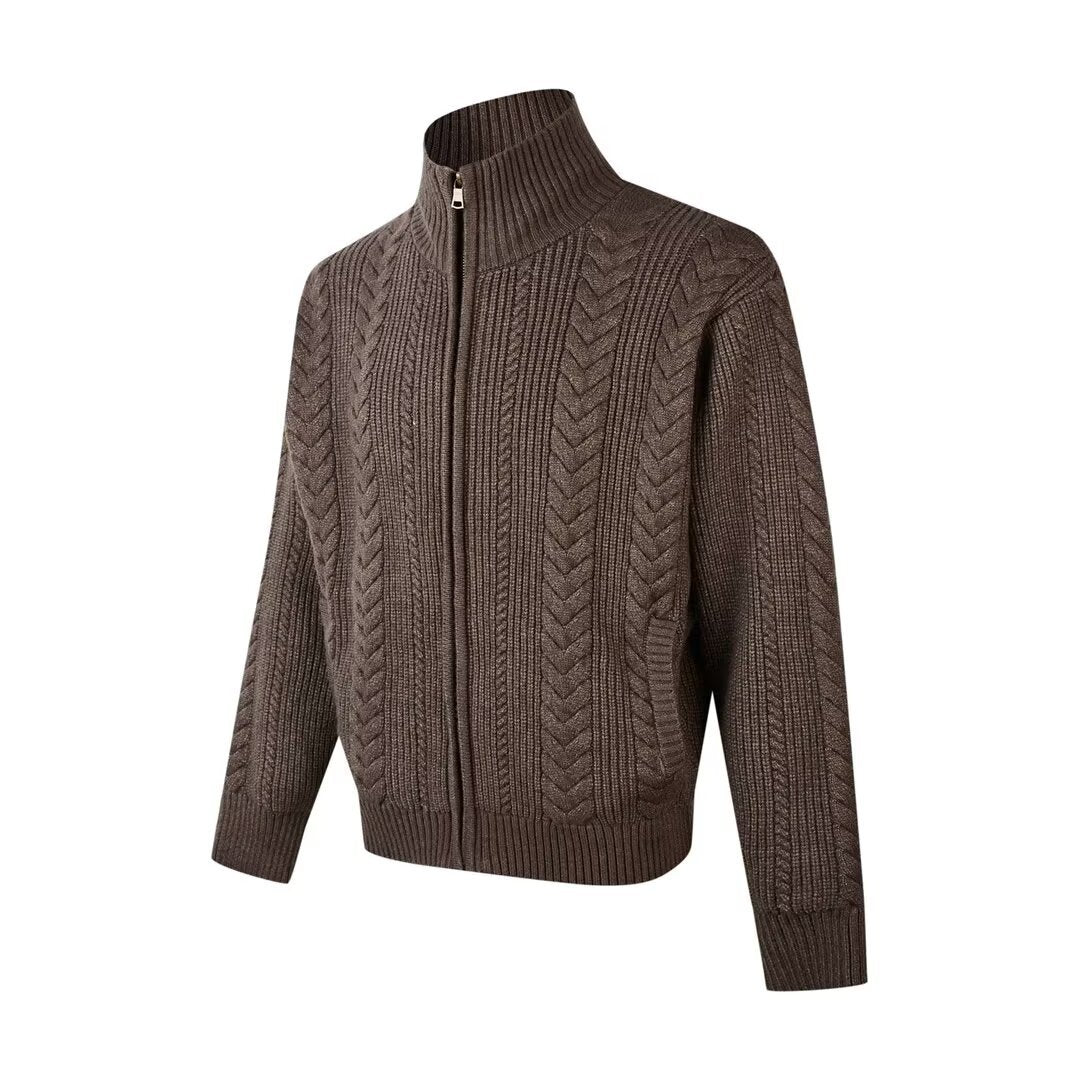 Businesscore Cable-Knit Zip Cardigan