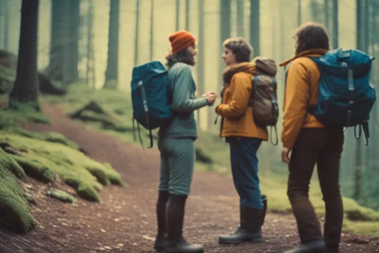 Vintage photo of hikers or outdoor enthusiasts from the 1970s