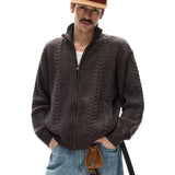 Businesscore Cable-Knit Zip Cardigan