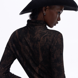 Opium Dragon Rhinestone Turtleneck Top