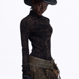 Opium Dragon Rhinestone Turtleneck Top