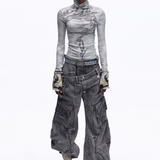 Opium Dragon Rhinestone Turtleneck Top