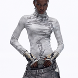 Opium Dragon Rhinestone Turtleneck Top