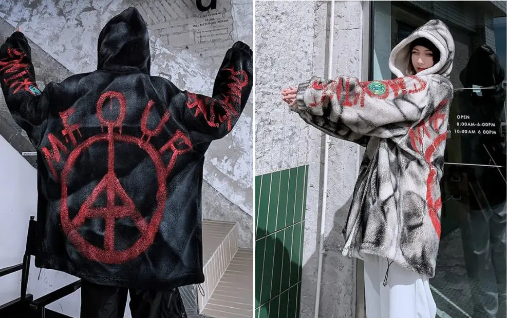 Streetwear "Graffiti diabólico" de la chaqueta de invierno