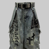 Gothic Y2K Kanji Chain Shorts