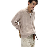 ビジネスコア ケーブルニット ジップ カーディガン