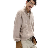 ビジネスコア ケーブルニット ジップ カーディガン