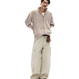 ビジネスコア ケーブルニット ジップ カーディガン