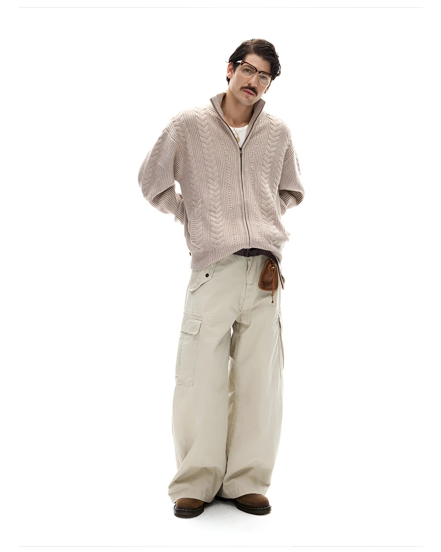Businesscore Cable-Knit Zip Cardigan - Fuga Studios