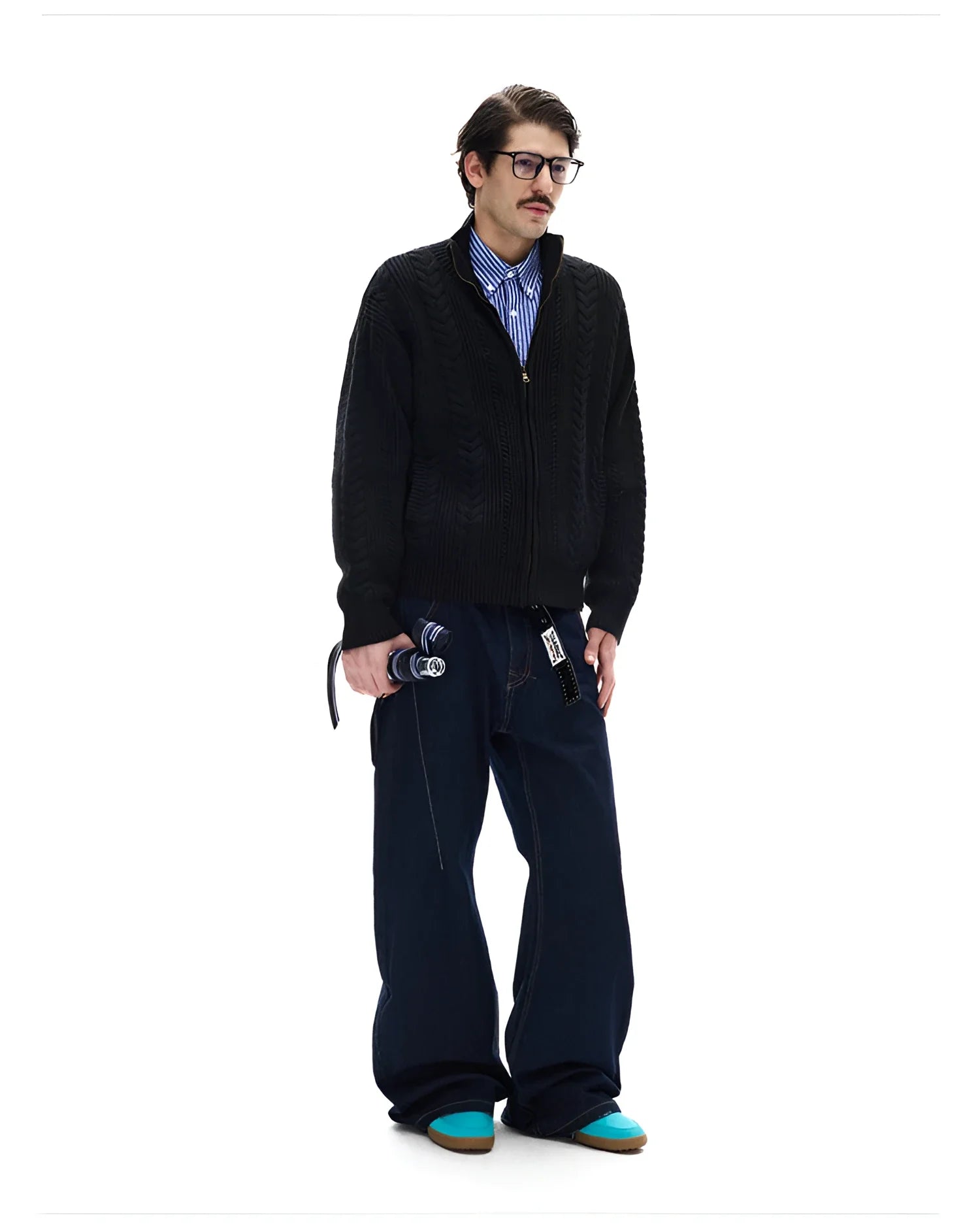 Businesscore Cable-Knit Zip Cardigan - Fuga Studios