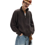 ビジネスコア ケーブルニット ジップ カーディガン