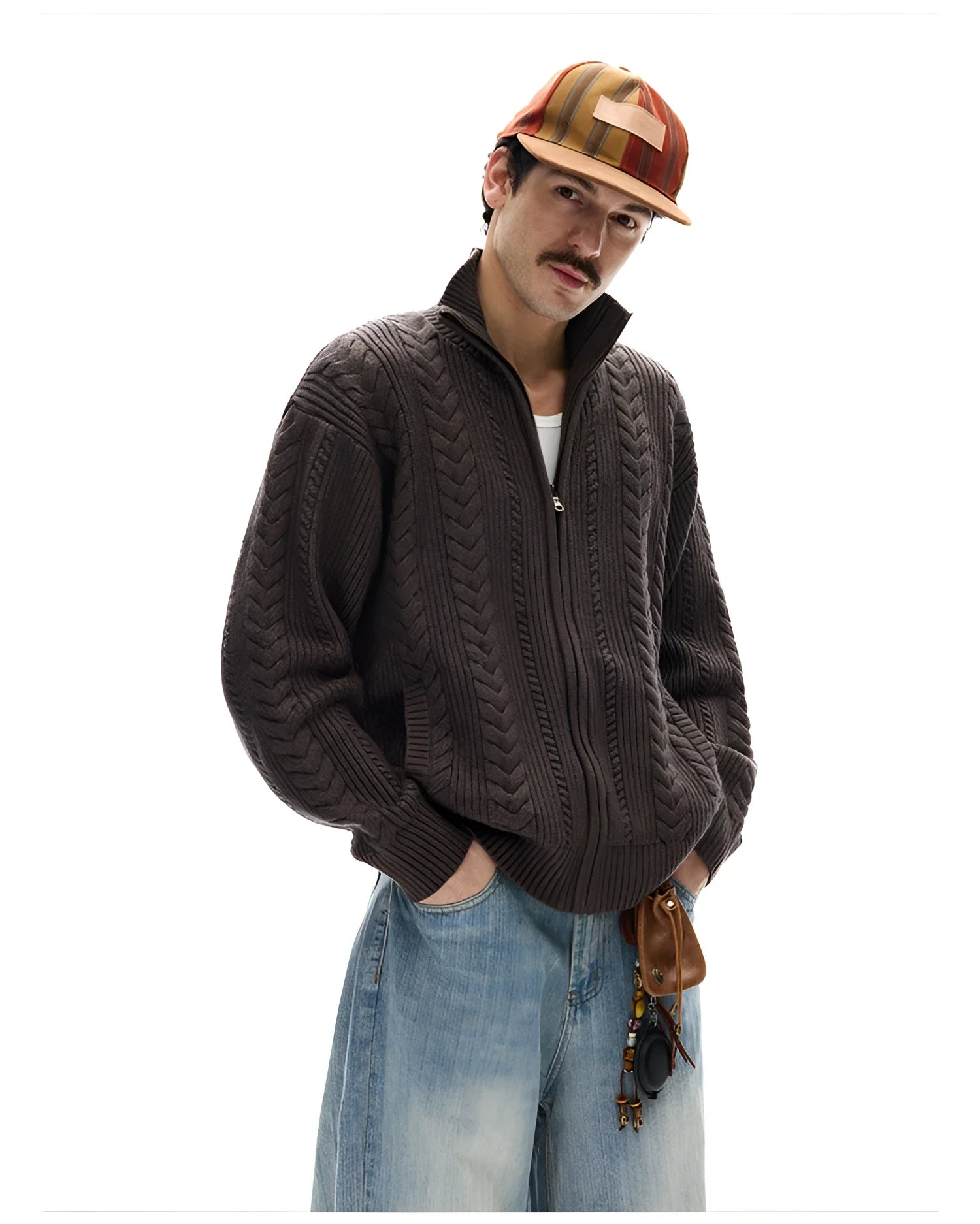 Businesscore Cable-Knit Zip Cardigan - Fuga Studios