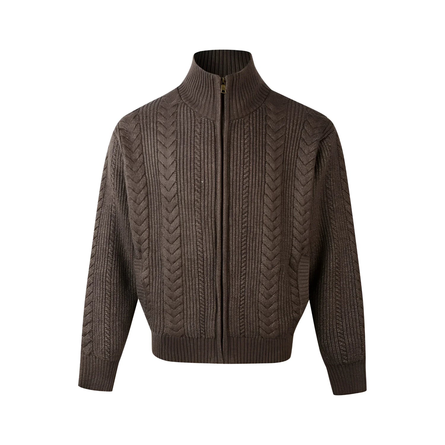 Businesscore Cable-Knit Zip Cardigan - Fuga Studios