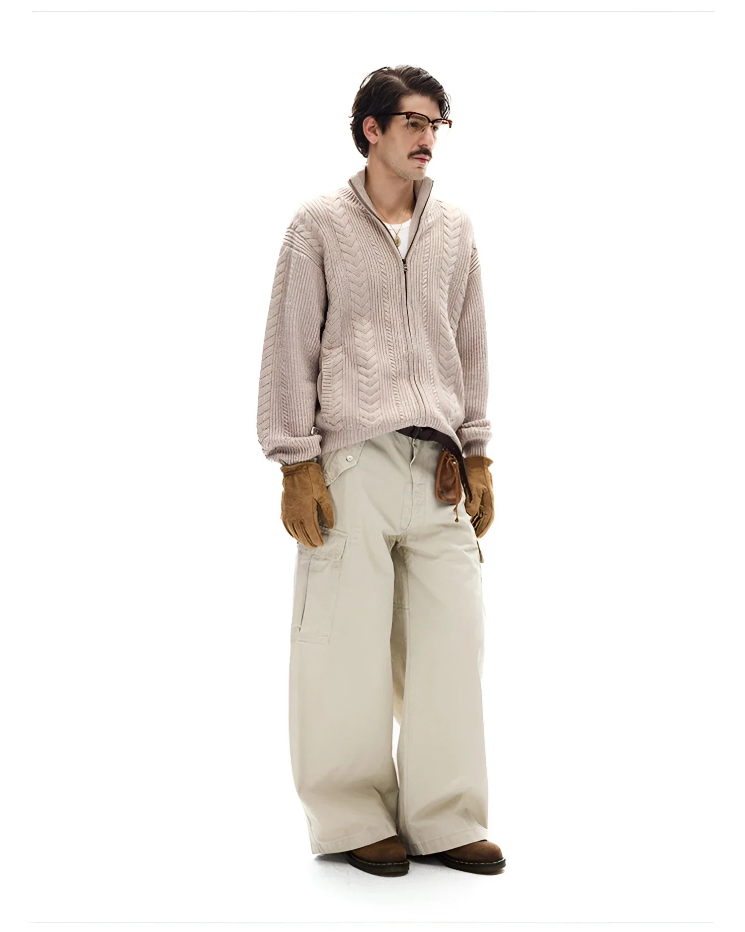 Businesscore Cable-Knit Zip Cardigan - Fuga Studios