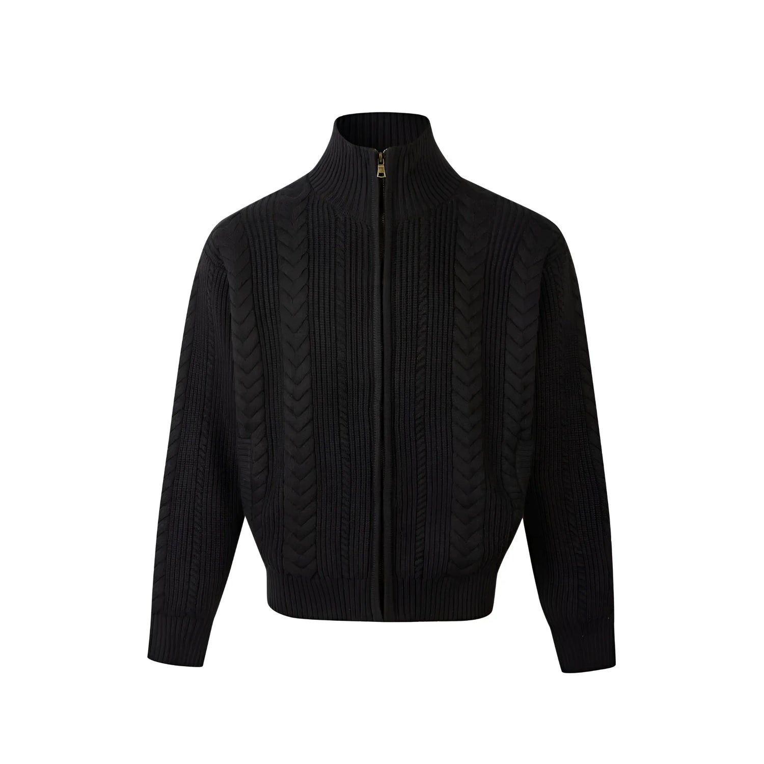 Businesscore Cable-Knit Zip Cardigan - Fuga Studios