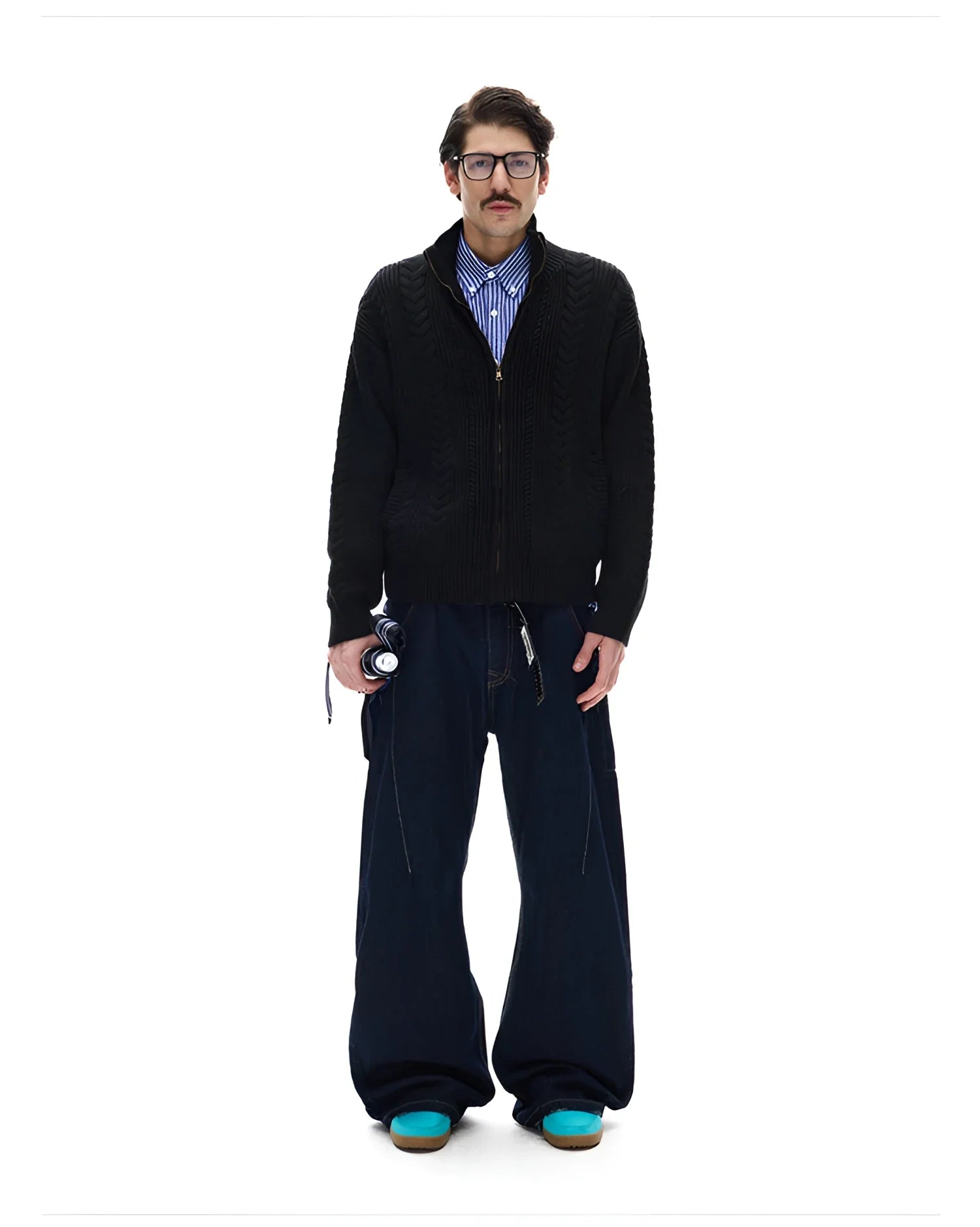 Businesscore Cable-Knit Zip Cardigan - Fuga Studios
