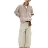 ビジネスコア ケーブルニット ジップ カーディガン