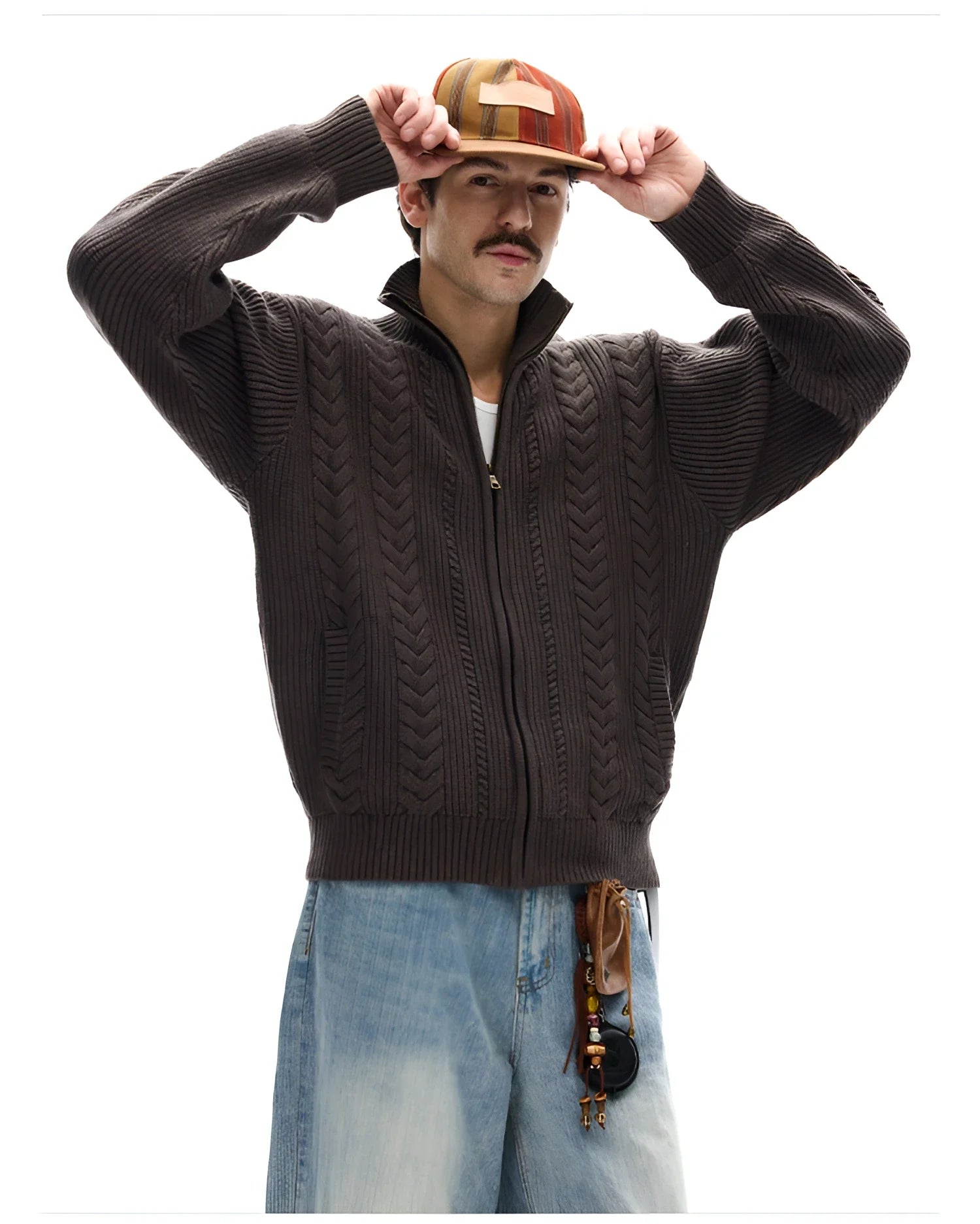 Businesscore Cable-Knit Zip Cardigan - Fuga Studios