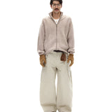 ビジネスコア ケーブルニット ジップ カーディガン