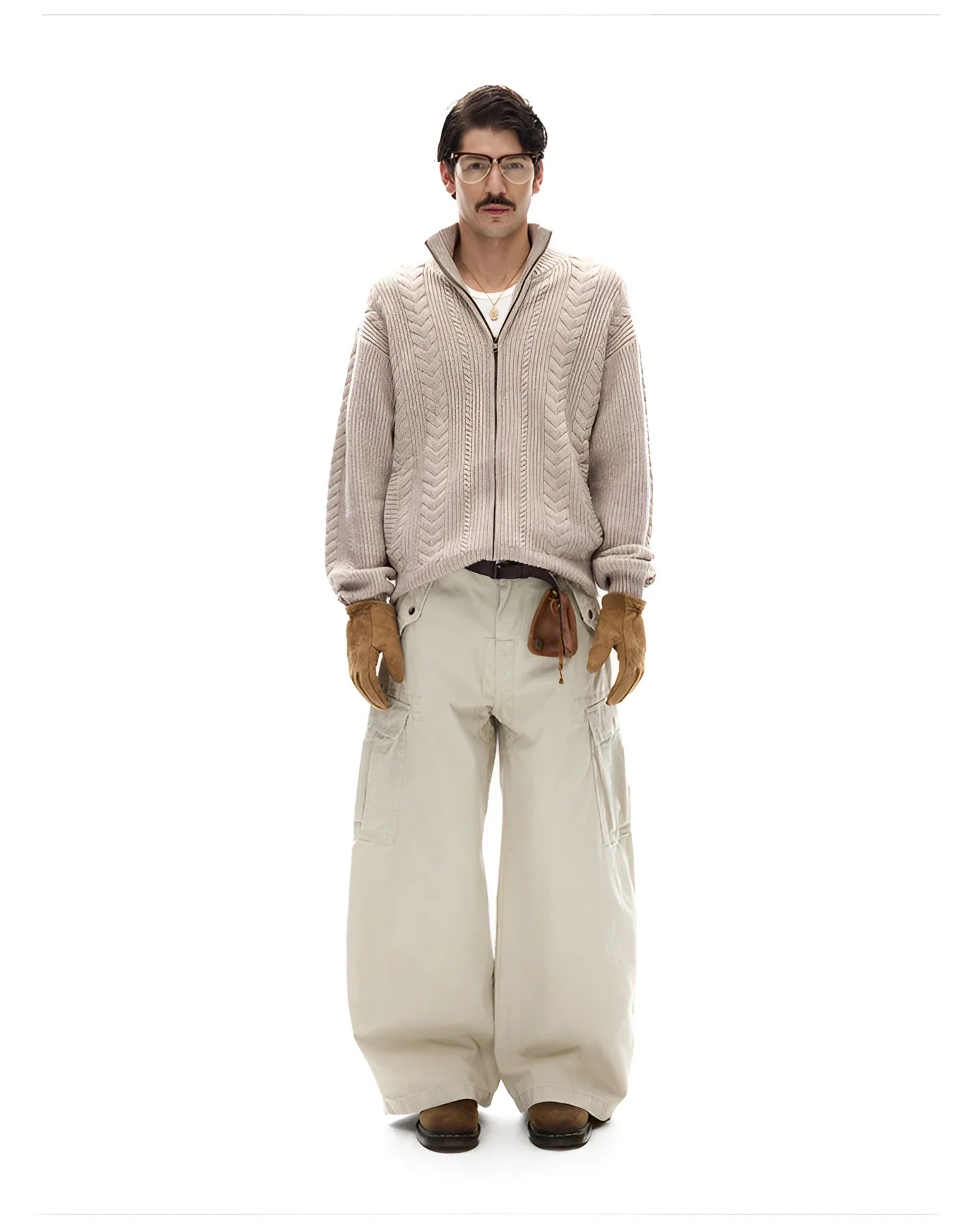 Businesscore Cable-Knit Zip Cardigan - Fuga Studios