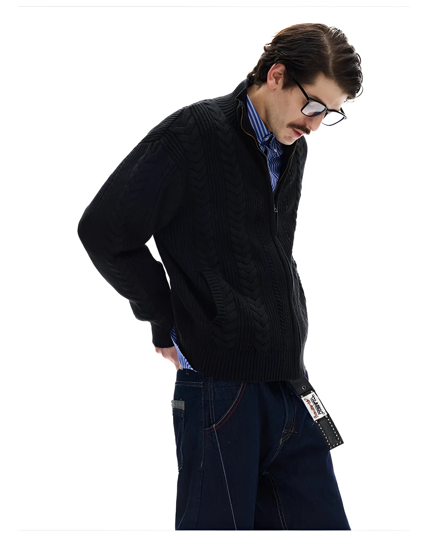 Businesscore Cable-Knit Zip Cardigan - Fuga Studios