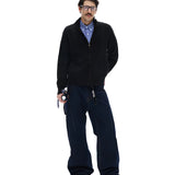 ビジネスコア ケーブルニット ジップ カーディガン