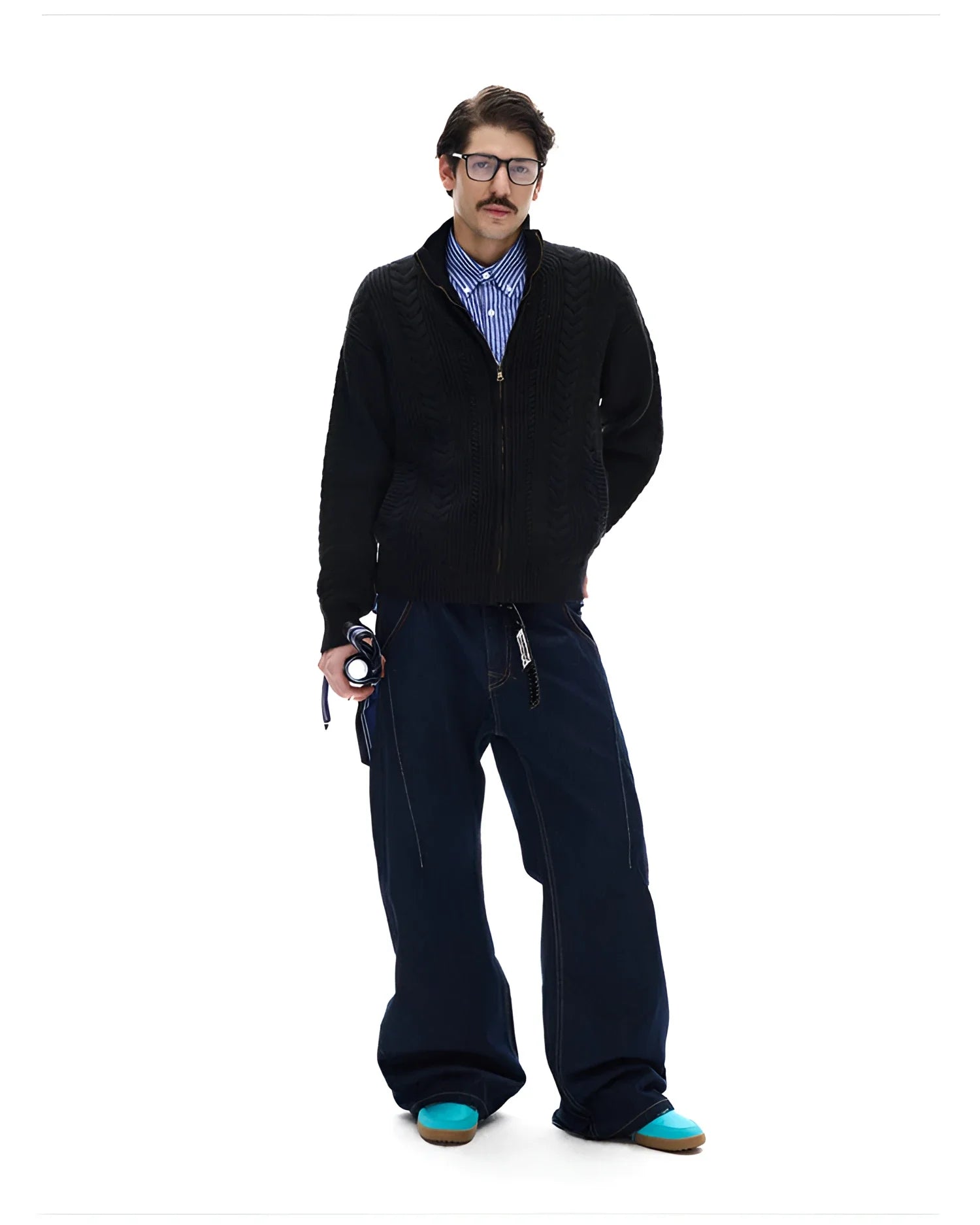 Businesscore Cable-Knit Zip Cardigan - Fuga Studios