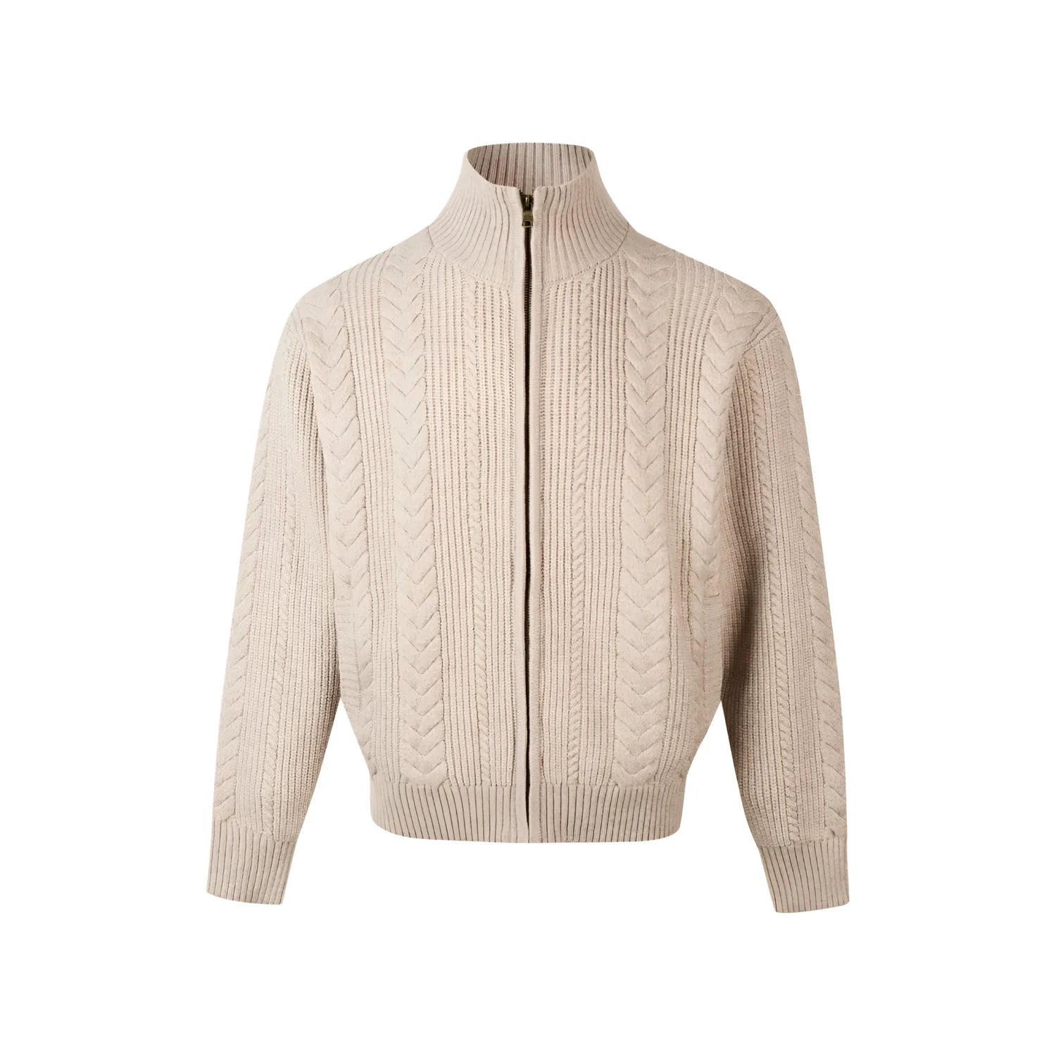 Businesscore Cable-Knit Zip Cardigan - Fuga Studios