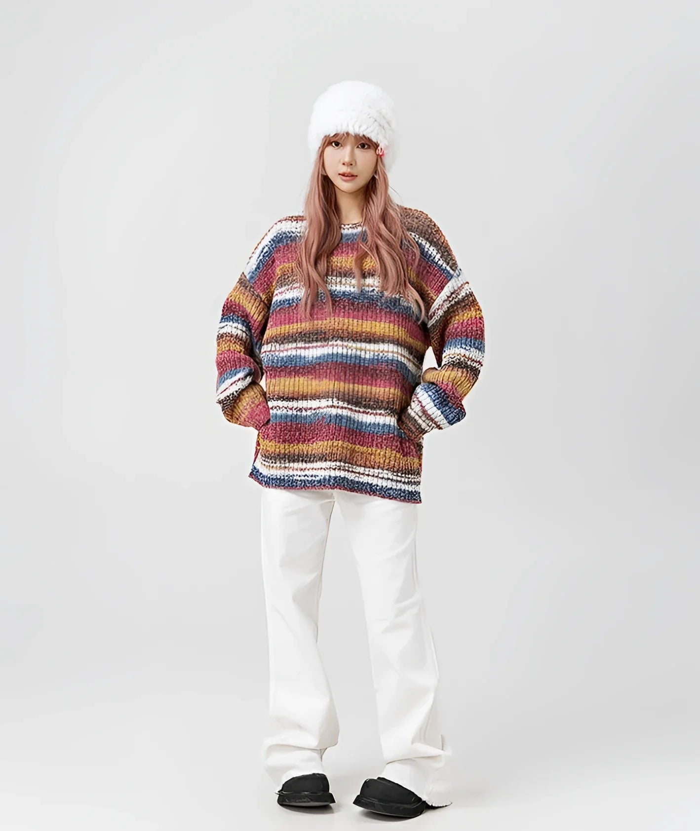 Maglione a righe multicolori Businesscore