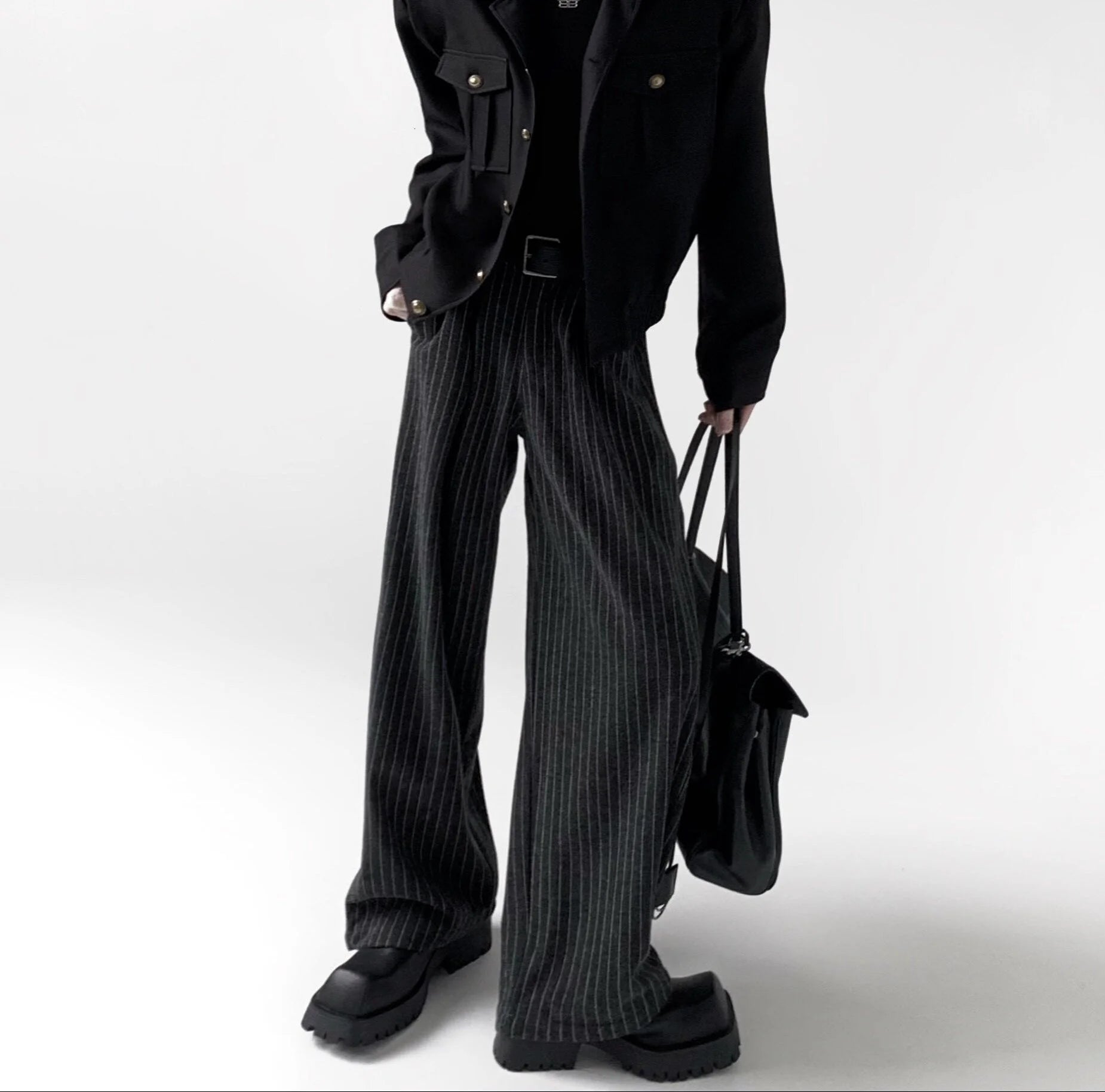 Businesscore Pinstripe Wide-Leg Pants - Fuga Studios