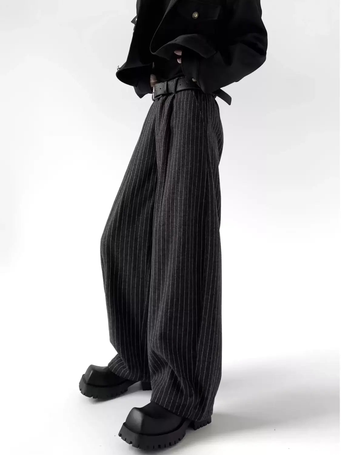 Businesscore Pinstripe Wide-Leg Pants