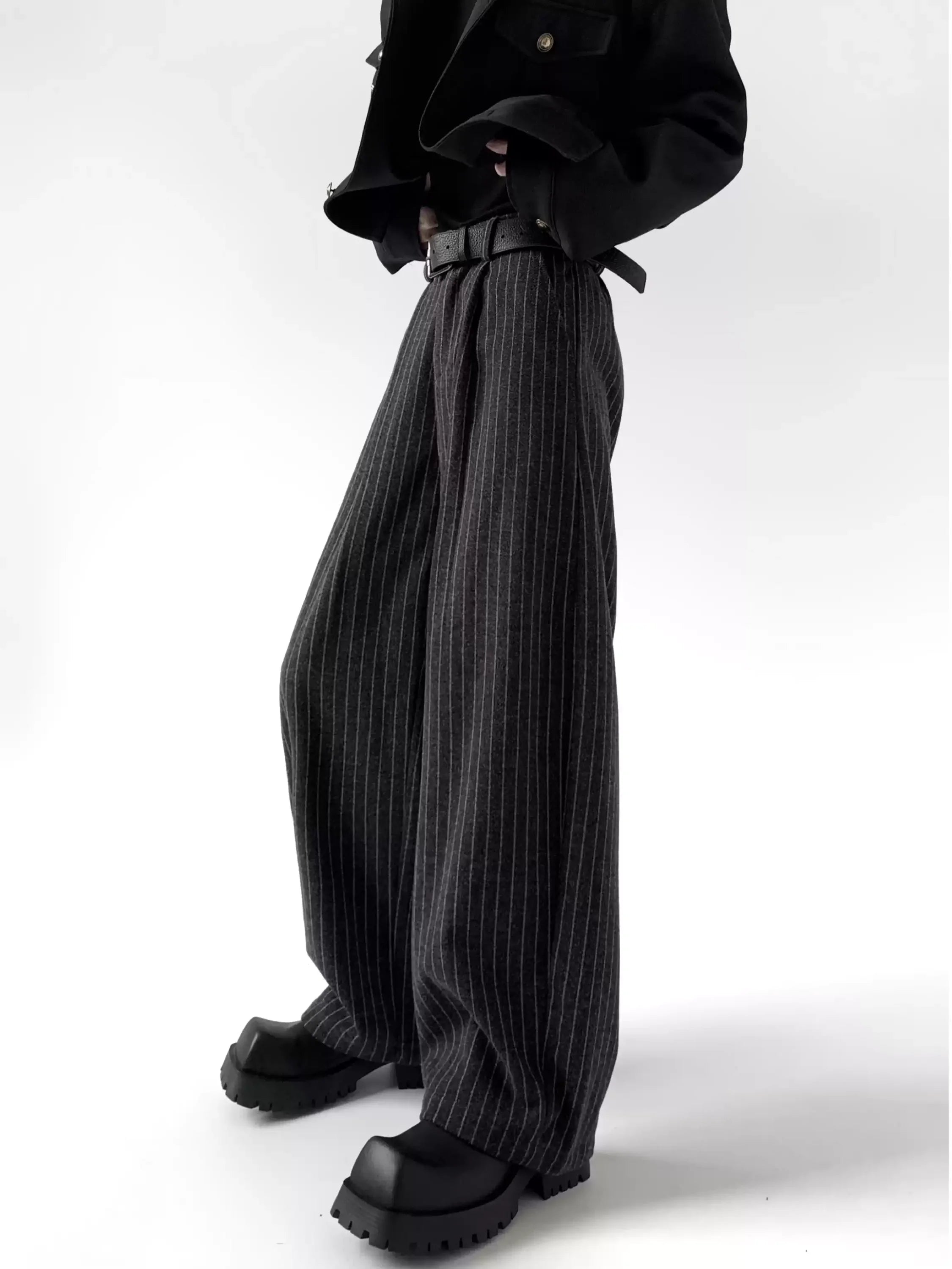 Businesscore Pinstripe Wide-Leg Pants - Fuga Studios