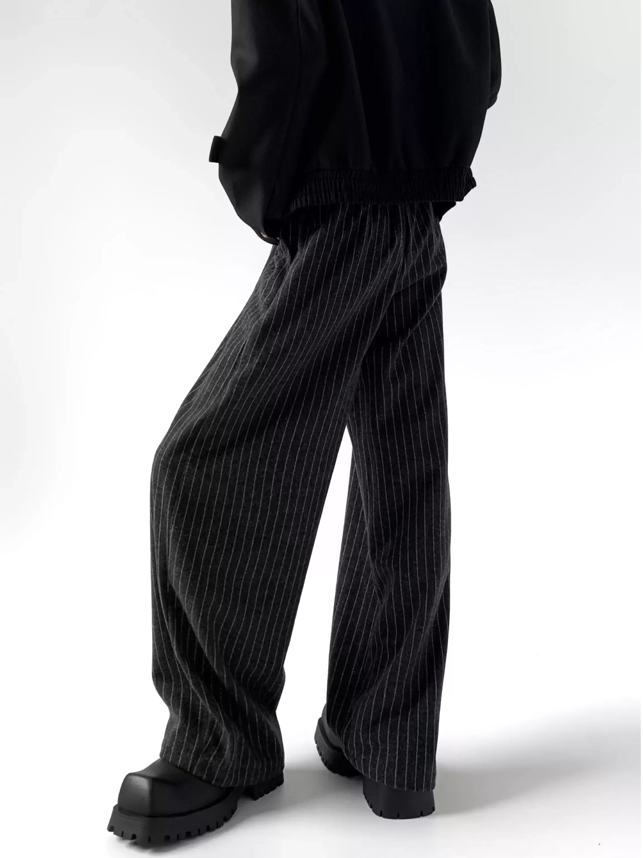 Businesscore Pinstripe Wide-Leg Pants - Fuga Studios