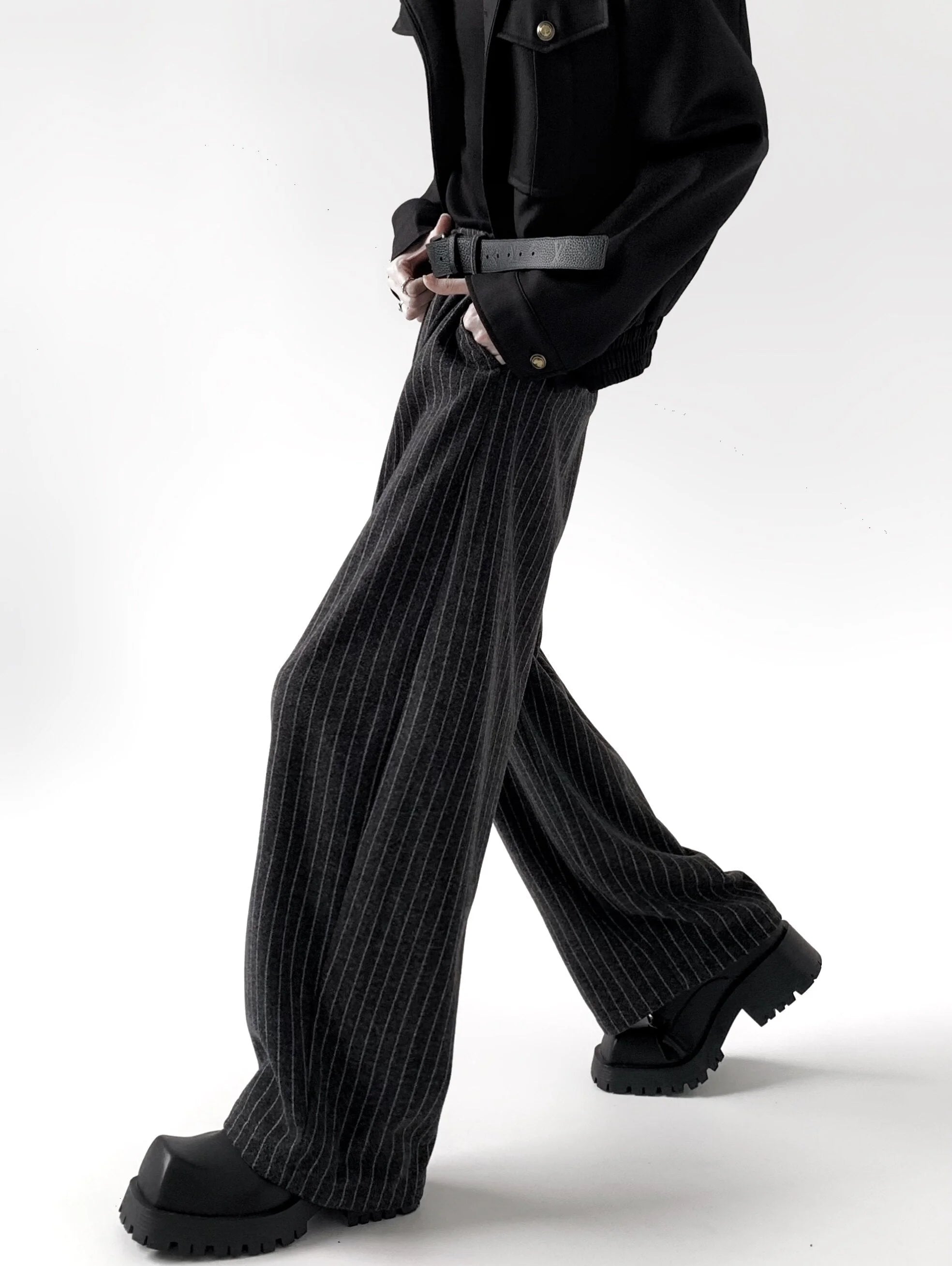 Businesscore Pinstripe Wide-Leg Pants - Fuga Studios