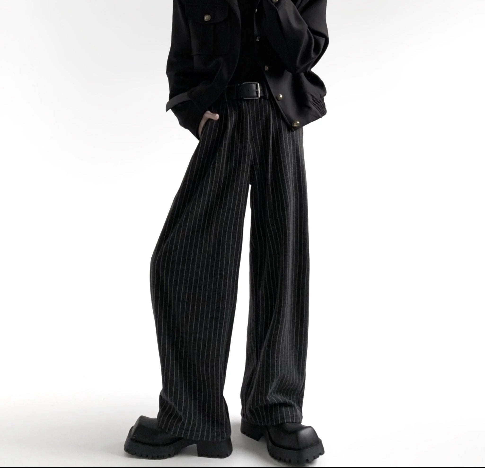 Businesscore Pinstripe Wide-Leg Pants - Fuga Studios