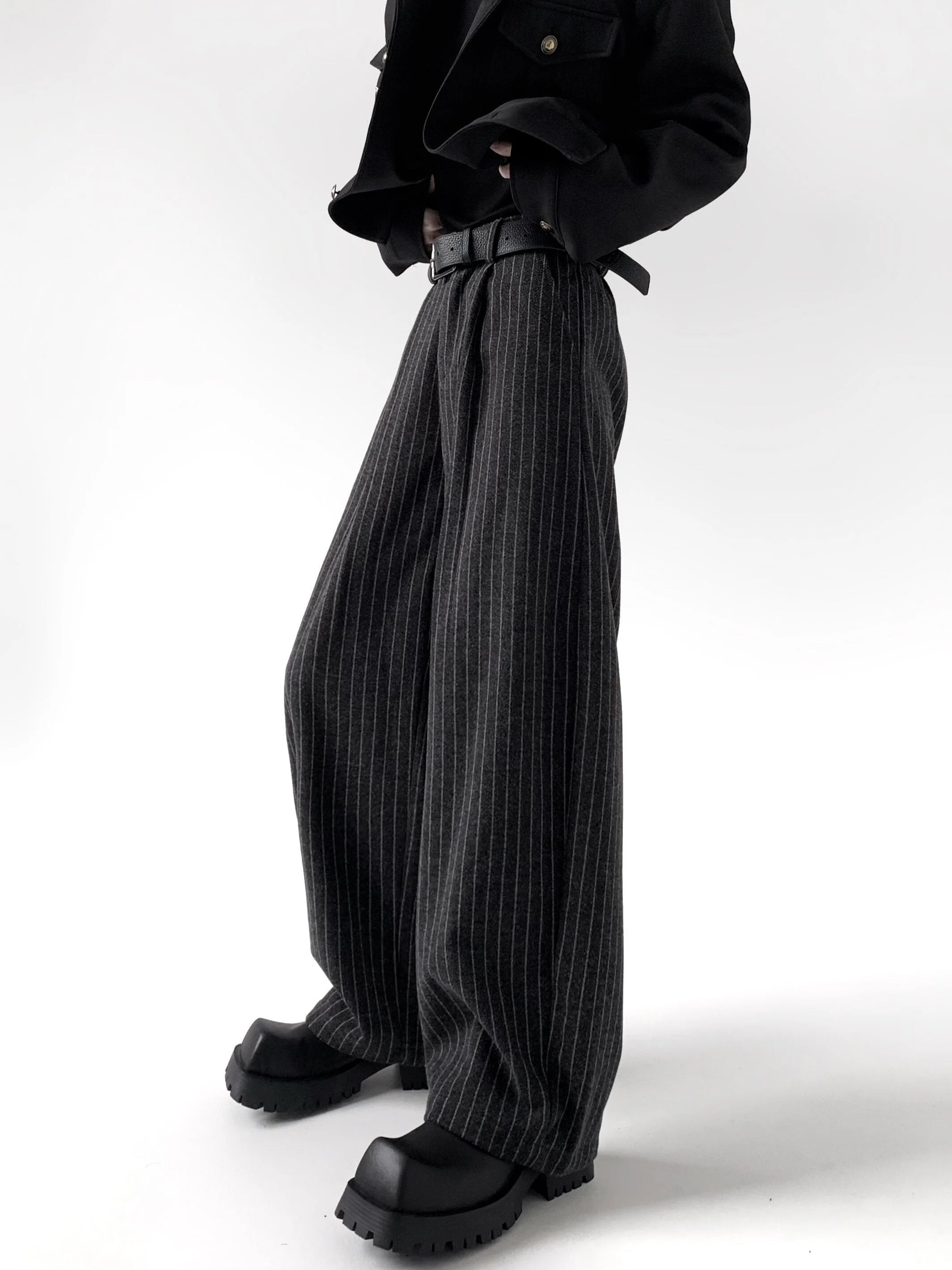 Businesscore Pinstripe Wide-Leg Pants - Fuga Studios