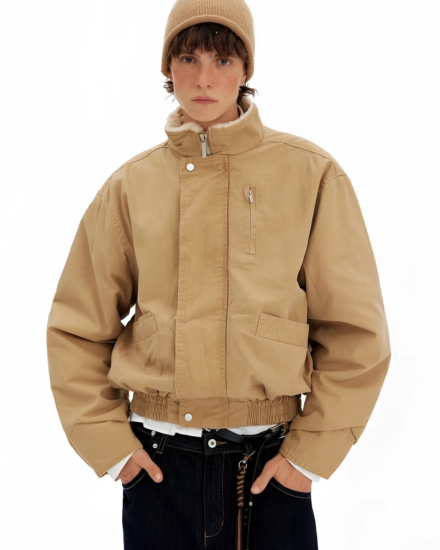 Businesscore Sherpa Collar Bomber Jacket - Fuga Studios