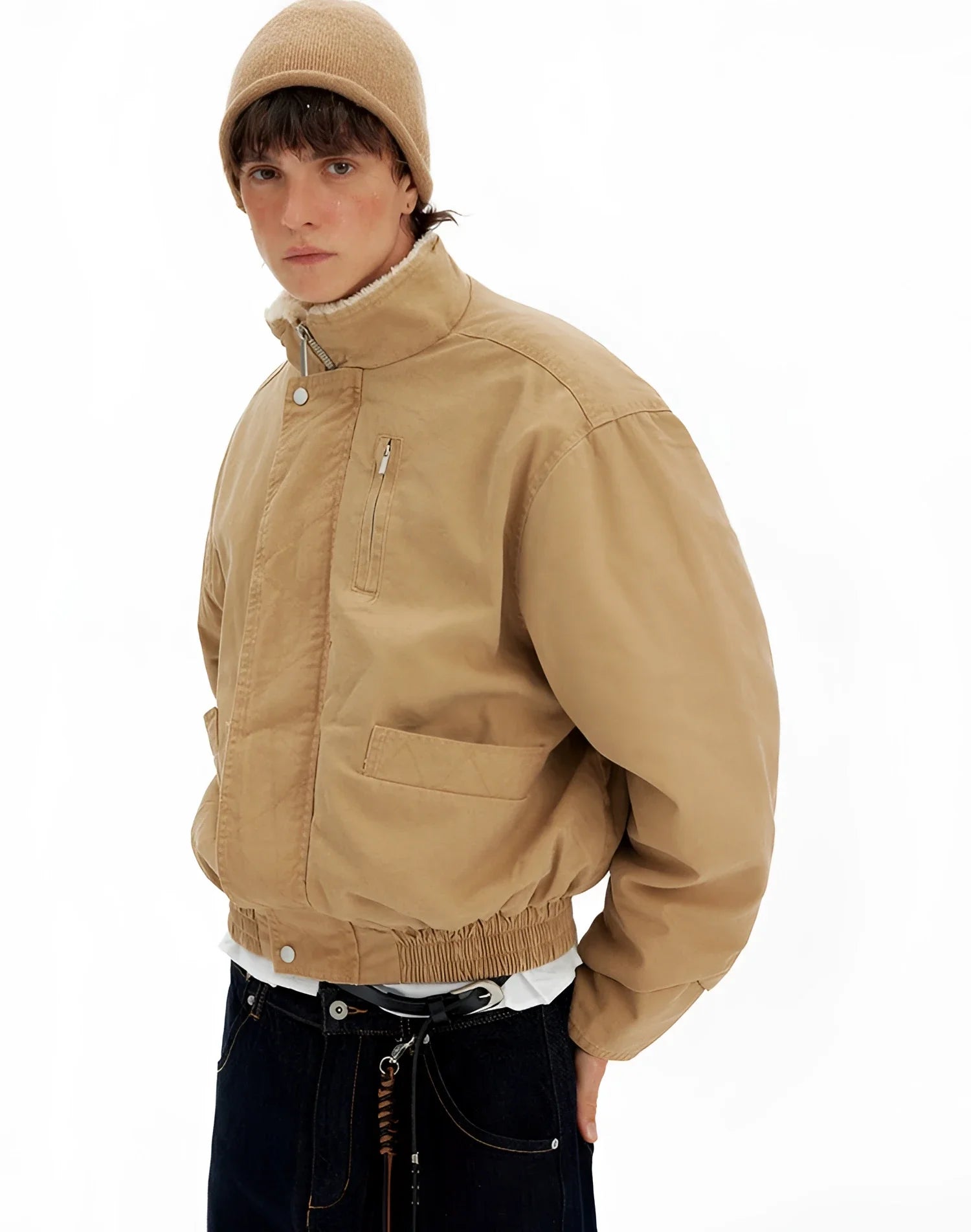 Businesscore Sherpa Collar Bomber Jacket - Fuga Studios