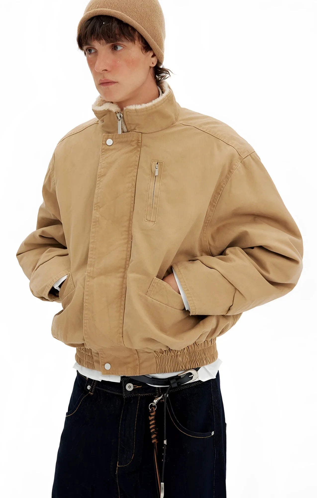 Businesscore Sherpa Collar Bomber Jacket - Fuga Studios