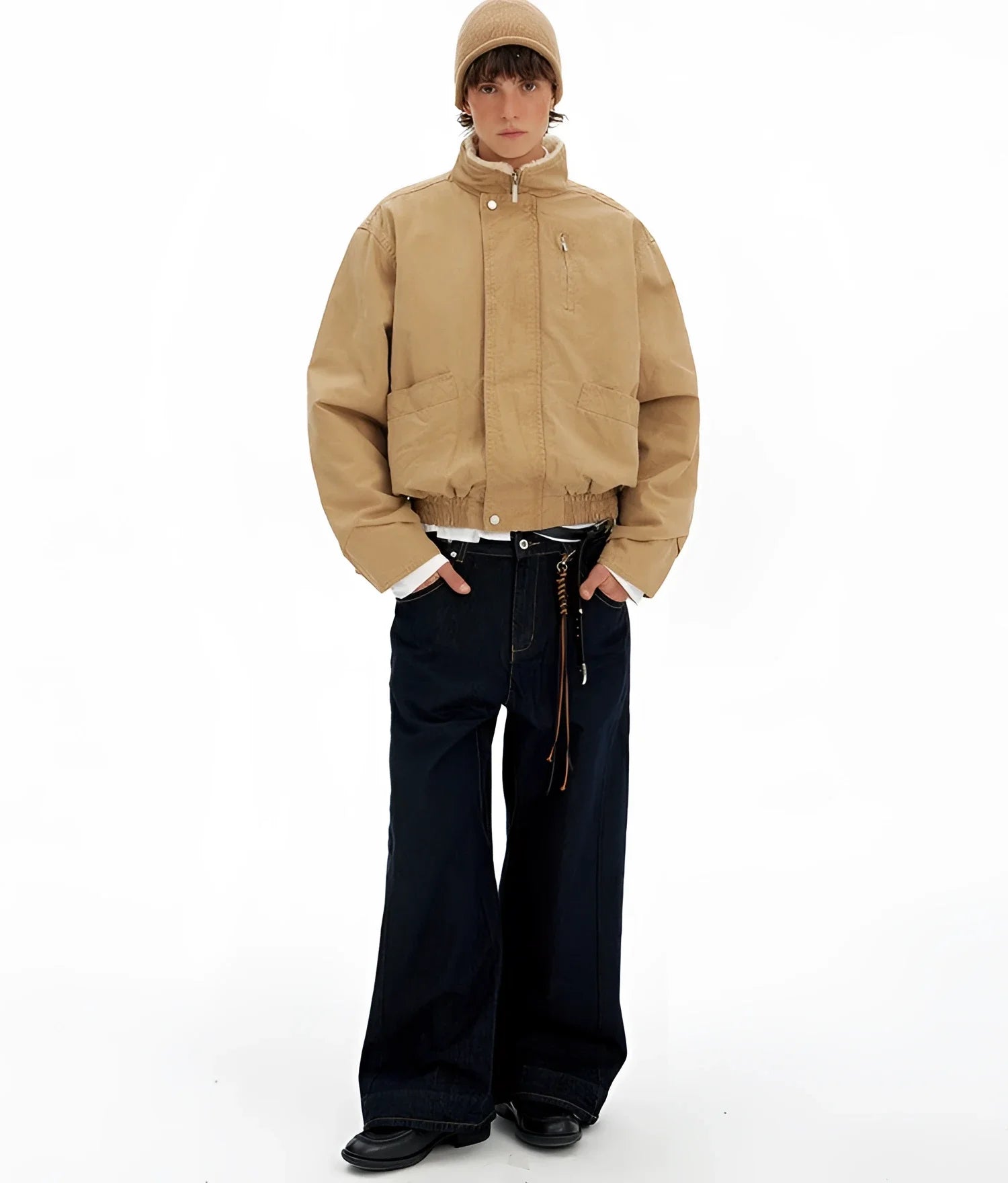 Businesscore Sherpa Collar Bomber Jacket - Fuga Studios