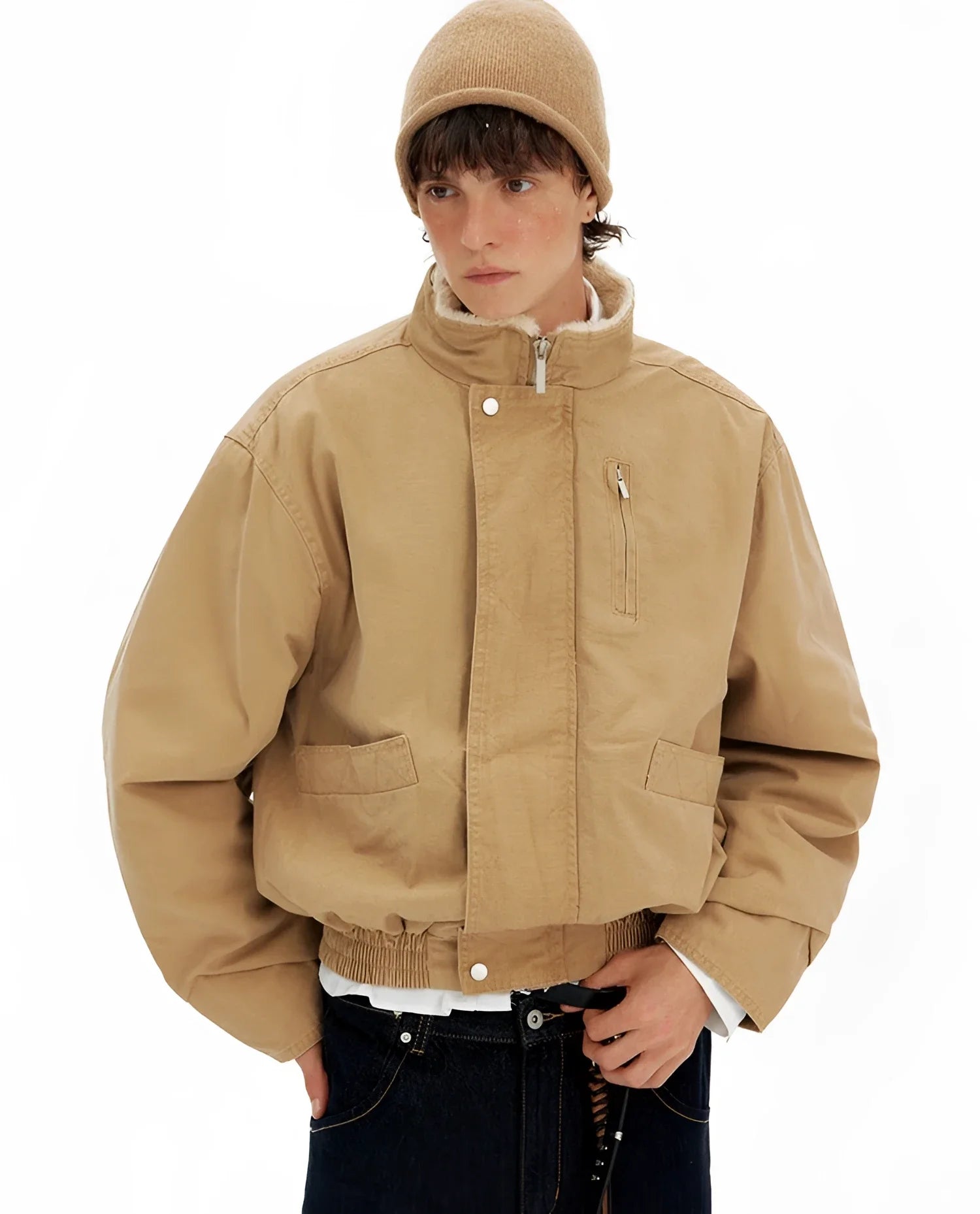 Businesscore Sherpa Collar Bomber Jacket - Fuga Studios