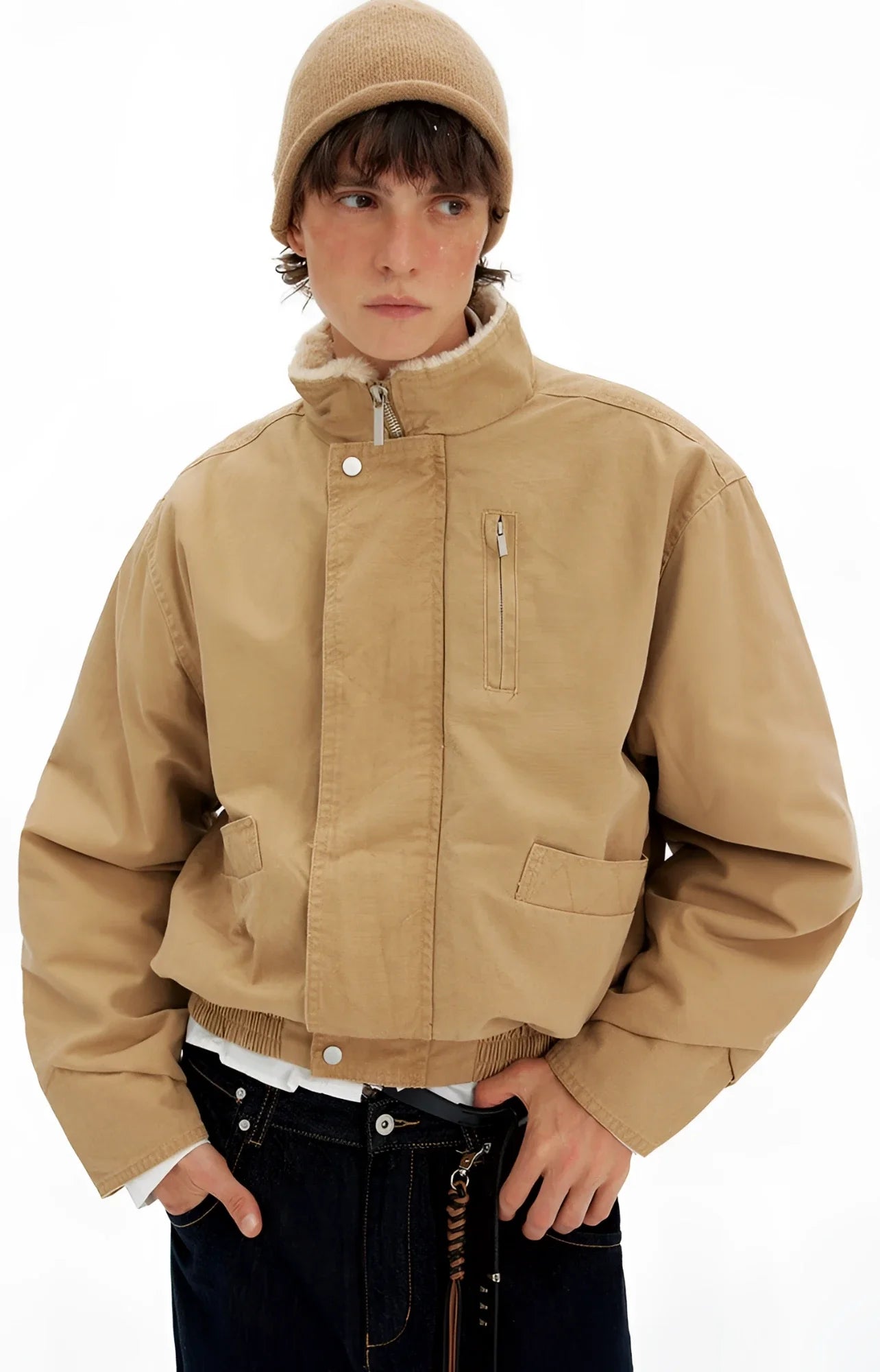 Businesscore Sherpa Collar Bomber Jacket - Fuga Studios