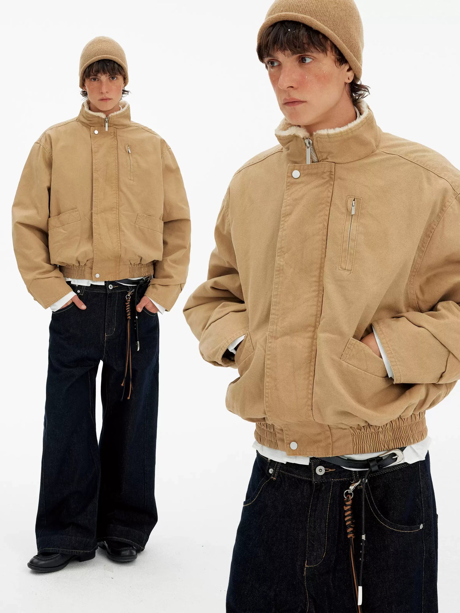 Businesscore Sherpa Collar Bomber Jacket - Fuga Studios