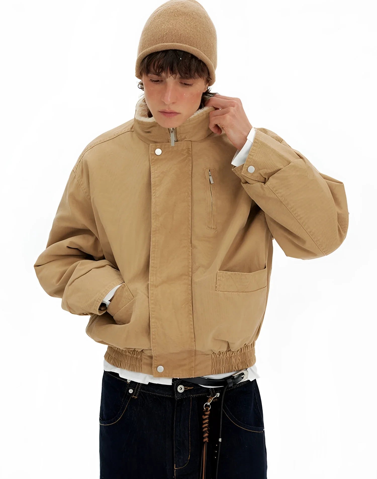 Businesscore Sherpa Collar Bomber Jacket - Fuga Studios