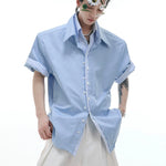 Businesscore Striped-Trim Short-Sleeve Shirt - Fuga Studios