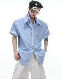Businesscore Striped-Trim Short-Sleeve Shirt