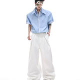 Businesscore Striped-Trim Short-Sleeve Shirt - Fuga Studios