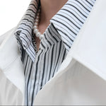 Businesscore Striped-Trim Short-Sleeve Shirt - Fuga Studios