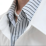 Businesscore Striped-Trim Short-Sleeve Shirt - Fuga Studios