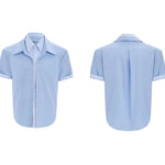 Businesscore Striped-Trim Short-Sleeve Shirt - Fuga Studios